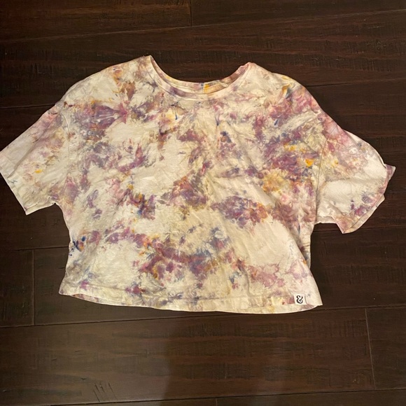 Purple and Yellow Tie-Dye Short Sleeve Crop Top - Picture 1 of 1